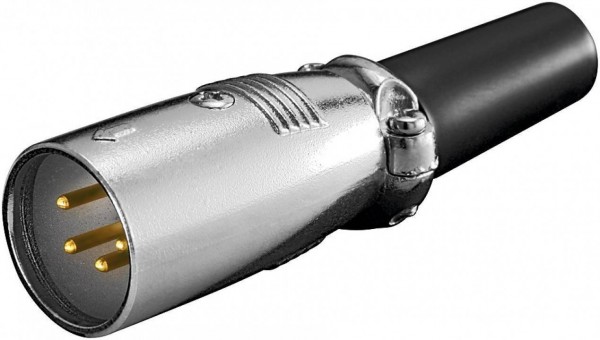 XLR-Stecker, 4-polig, mit vergoldeten Kontakten und geschraubter Zugentlastung