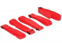 Kabelbinder, Klettverschluss L 300 mm x B 20 mm 5 Stück mit Schlaufe rot