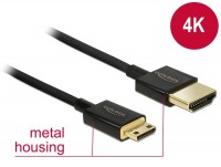 Premium Ultra Slim High Speed Mini HDMI Kabel mit Ethernet A Stecker &#150; Mini C Stecker schwarz