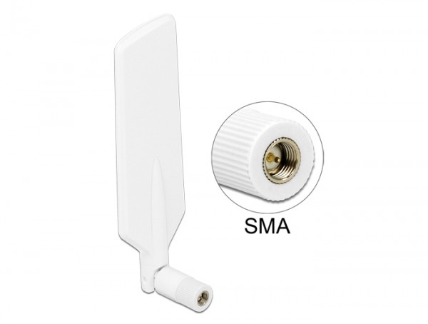 LTE WLAN Dualband Antenne SMA 1 ~ 4 dBi omnidirektional drehbar mit Kippgelenk weiß