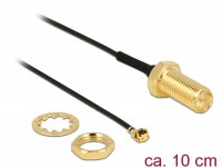 Antennenkabel RP-SMA Buchse zum Einbau > MHF/ U.FL-LP-068 kompatibler Stecker 100 mm Gewindelänge 10 mm