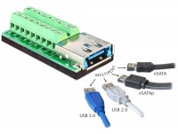 Adapter Multiport USB 3.0 + eSATAp Buchse - Terminalblock 18 Pin