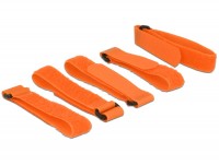 Kabelbinder, Klettverschluss L 300 mm x B 20 mm 5 Stück mit Schlaufe orange