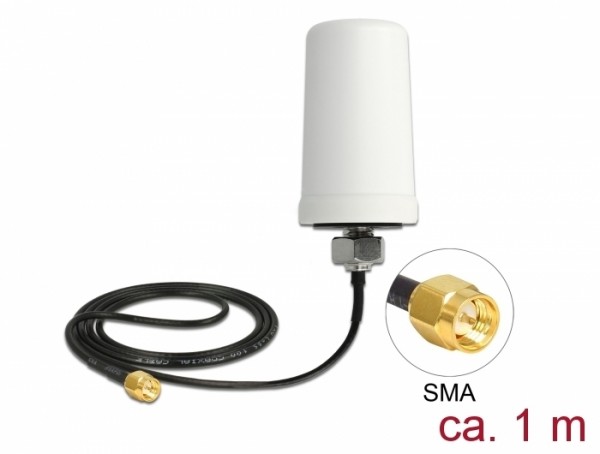 LTE Antenne SMA Stecker 1,7 - 2,0 dBi ULA100 1 m omnidirektional starr outdoor weiß