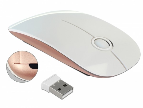 Optische 3-Tasten Maus 2,4 GHz wireless weiß / ros&#233;