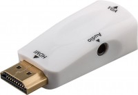 HDMI zu VGA Adapter inkl. Audioübertragung, VGA Buchse > HDMI Stecker kompakt, weiß