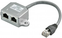 CAT 5e T-Adapter &#40;Port-Doppler&#41;, 1x RJ45 Stecker - 2x RJ45 Buchse &#40;1x Ethernet / 1x ISDN&#41;