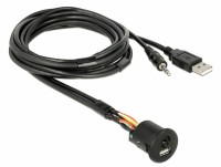Kabel, USB Typ A &#43; 3,5 mm 4 Pin Klinke - Einbaubuchse, schwarz, 1,50m