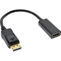 DisplayPort 1.2 Adapterkabel, DisplayPort Stecker - HDMI-Buchse, 4K 30Hz, 15cm, schwarz