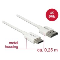 Premium Ultra Slim High Speed Mini HDMI Kabel mit Ethernet A Stecker &#150; Mini C Stecker wei&#223;