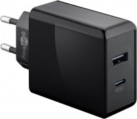 Dual USB Schnellladeger&#228;t / Netzteil, Power Delivery, USB-C &#43; USB-A, 28W, schwarz
