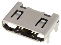 ATTEND mini HDMI Steckverbinder Buchse mit Einstellstift, 19 Pin, vergoldet, 90&#176; Winkel, vernickelt