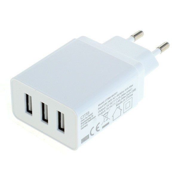 USB 3 Port Netzteil / Ladeadapter 5V / 3,1A mit Auto-ID weiß