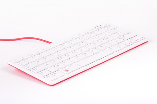 offizielle Raspberry Pi Tastatur, FR-Layout, inkl. 3 Port USB Hub, rot/weiß