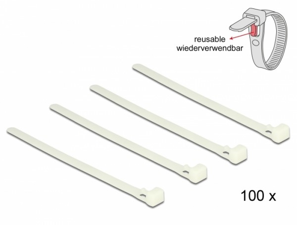 Kabelbinder lösbar weiß L 150 x B 7,2 mm 100 Stück