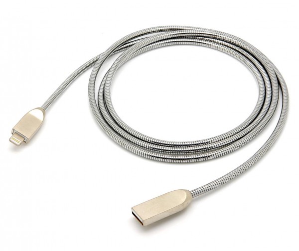 Premium Lightning Metallkabel A Stecker  8-Pin Apple Lightning Stecker silber