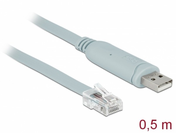 Adapterkabel USB 2.0 Typ A Stecker &amp;#150; 1x Seriell RS-232 RJ45 Stecker grau