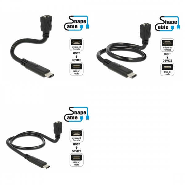 Shape USB 2.0 Hi-Speed Adapterkabel C Stecker &amp;#150; Micro B Buchse schwarz