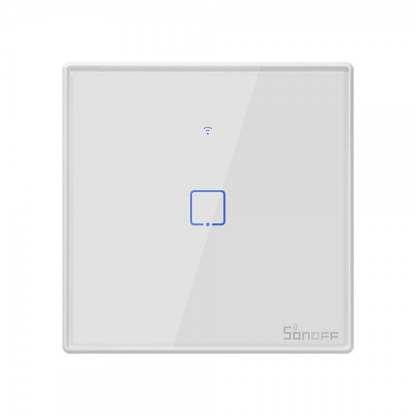 Sonoff T2EU1C-TX Smart Wall Switch, 1-Kanal Wand-Schaltaktor, weiß, mit Rahmen, WiFi + 433MHz
