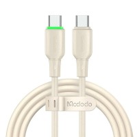 Mcdodo CA-4770 Liquid Silicon Cable, USB-C - USB-C Kabel mit LED, 100W, 1,2m, beige