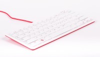 offizielle Raspberry Pi Tastatur, US-Layout, inkl. 3 Port USB Hub, rot/wei&#223;