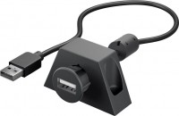 USB 2.0 Hi-Speed Verlängerungskabel zum Einbau, mit Montagehalterung, schwarz