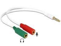 Headset Adapterkabel 4 poliger 3,5mm Klinkenstecker - 2x 3,5mm Klinkenbuchse weiß / Flachkabel