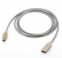 Premium USB-C 2.0 Metallkabel A Stecker &#150; USB C Stecker silber