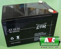 CTM CT12-12L wartungsfreier AGM-Bleiakku 12V / 12Ah Fast-on 6,3mm VDS