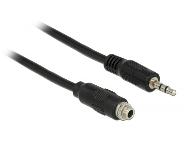 Kabel Klinke 3 Pin 3,5 mm Stecker > Buchse zum Einbau 1 m schwarz