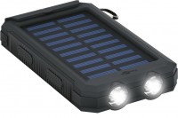 Outdoor Powerbank mit robustem Design, Solarpanel und Taschenlampenfunktion, 8.000mAh, schwarz