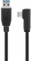 USB-C 3.0 Kabel A Stecker  C Stecker 90° seitlich gewinkelt schwarz