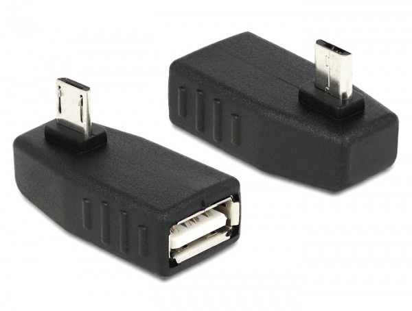 Adapter USB micro-B Stecker - USB 2.0-A Buchse OTG 90&#176; gewinkelt