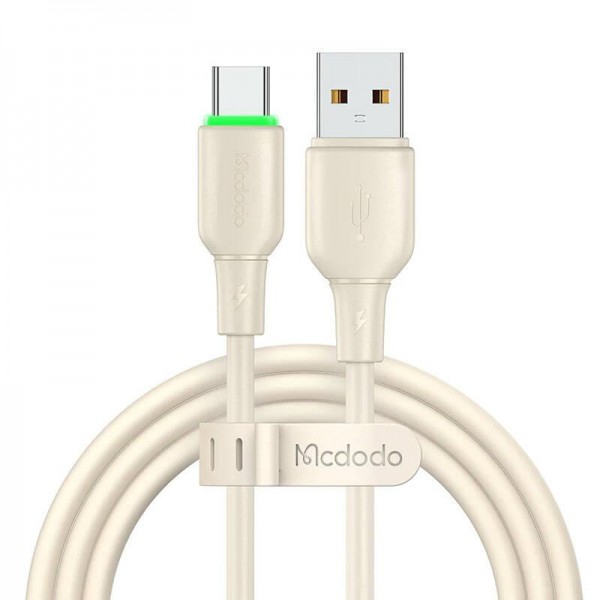 Mcdodo CA-4750 Liquid Silicon Cable, USB-A - USB-C Kabel mit LED, 100W, 1,2m, beige