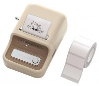 Niimbot B21, Tragbarer kabelloser Bluetooth Etikettendrucker + 1 x Rolle Etiketten mit 230 Stück, cream