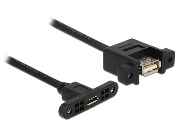 Kabel USB 2.0 micro-B Buchse zum Einbau &gt; USB 2.0 A Buchse zum Einbau