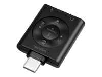 LogiLink Audio Adapter USB-C - 2x 3,5mm Klinkenbuchse, virtuell 7.1, schwarz, 0.15m