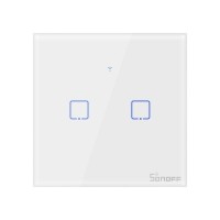 Sonoff T0EU2C-TX Smart Wall Switch, 2-Kanal Wand-Schaltaktor, weiß, ohne Rahmen, WiFi 
