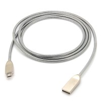 Premium Micro USB 2.0 Metallkabel A Stecker &#150; Micro B Stecker silber