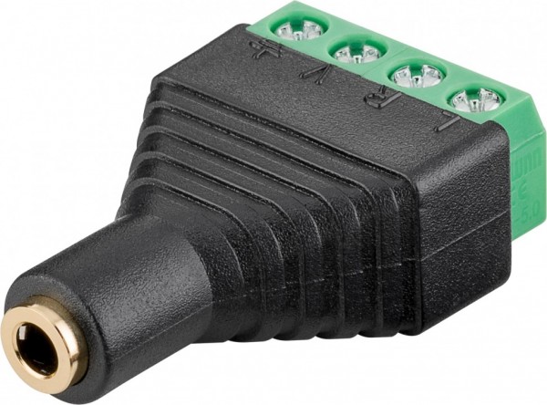 Terminalblock 4-pin > Klinke 3,5 mm Buchse (4-Pin, stereo) - Schraubbefestigung