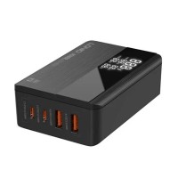 LDNIO Ladegerät mit Stromanzeige, 2x USB 2x USB-C, 100W, schwarz